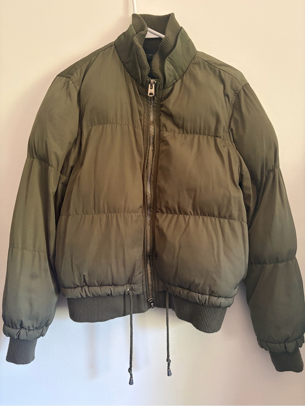 Topshop Olive Green Quilted Puffer Jacket